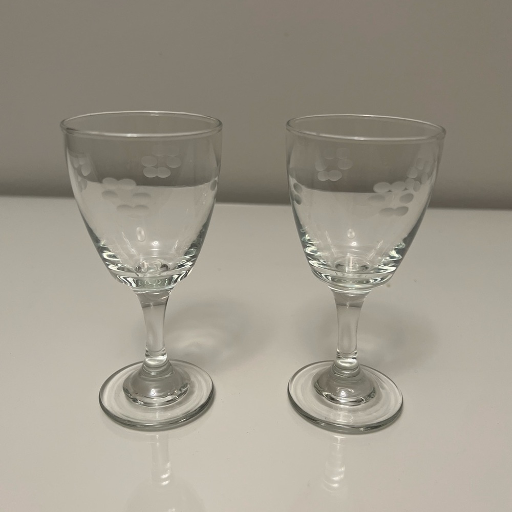 Two Lead Crystal Sherry Liquor Glasses
